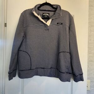 State of Mine Navy and White Striped Hoodie Size L Euc